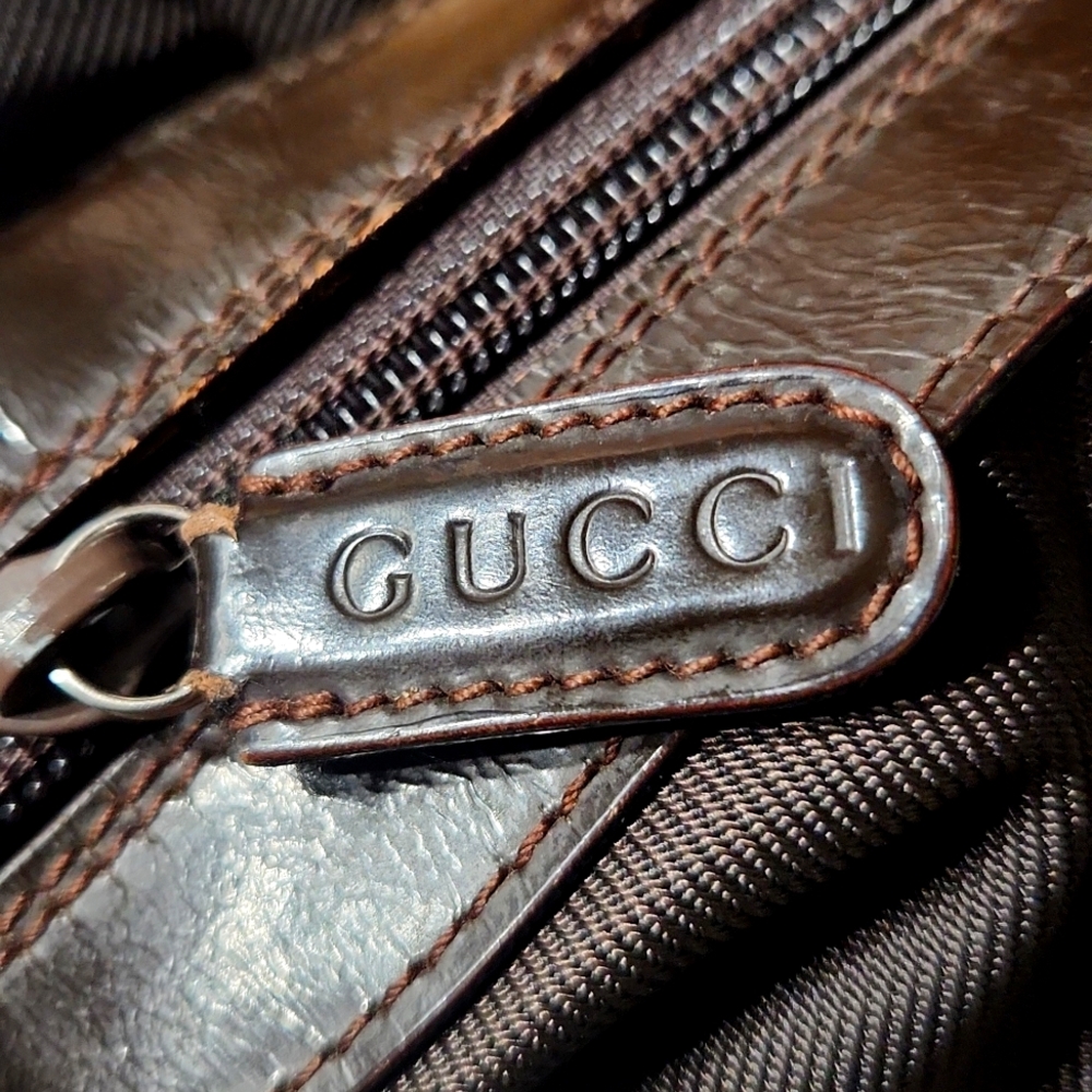 Gucci Tom Ford Made in Italy Dark Brown Nylon Bamboo Shoulder Bag Purse EUC! - Picture 4 of 15